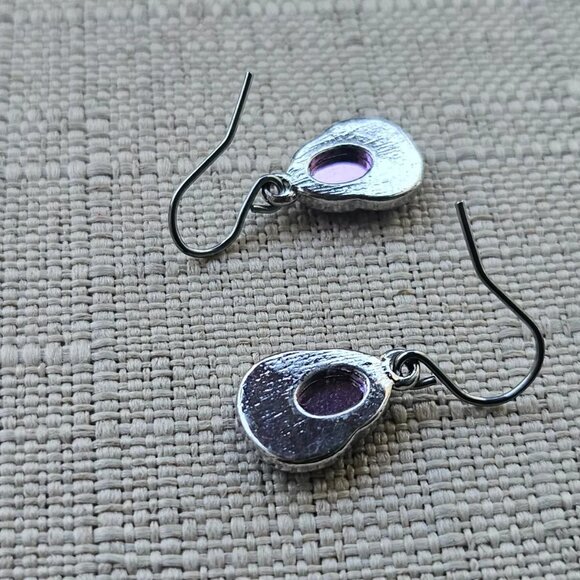 Liz Claiborne Women Earrings Purple Faux Stone Silver Tone Ear Fashion Jewelry - Picture 5 of 10